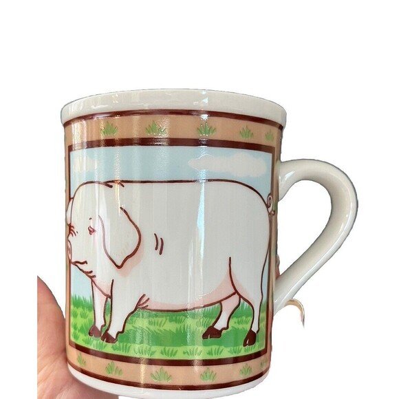 Unbranded Other - Vtg Porcelain Ceramic Farm Barn Silo Pig Coffee Tea Mug Made in Japan Country